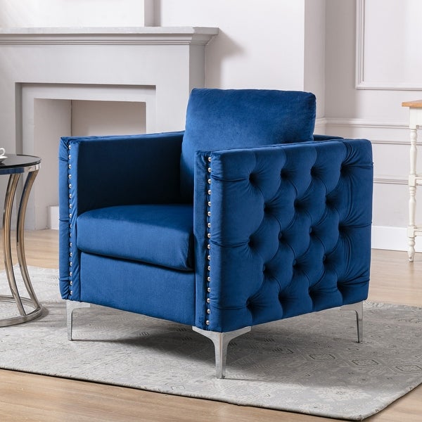 Tufted Button Accent Chair with Steel Legs