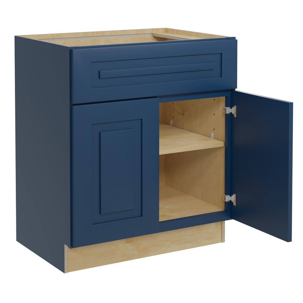 Home Decorators Collection Grayson Mythic Blue Plywood Shaker Stock Assembled Bath Kitchen Cabinet 30 in. x 34.5 in. x 21 in. VB3021-GMB