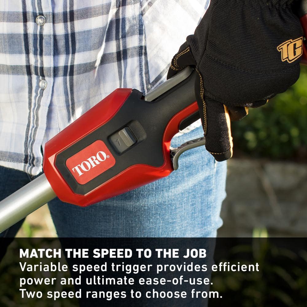 Toro 60V Max Lithium-Ion Brushless Cordless 14 in./16 in. String Trimmer - 2.5 Ah Battery and Charger Included 51830