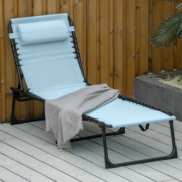 Outsunny Folding Chaise Lounge Chair Portable Lightweight Reclining Garden Sun Lounger with 4Position Adjustable Backrest