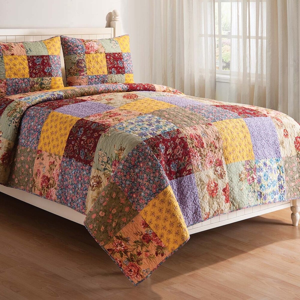 Floria Twin Quilt 100% Cotton Lightweight Machine Washable Reversible Bedspread Coverlet