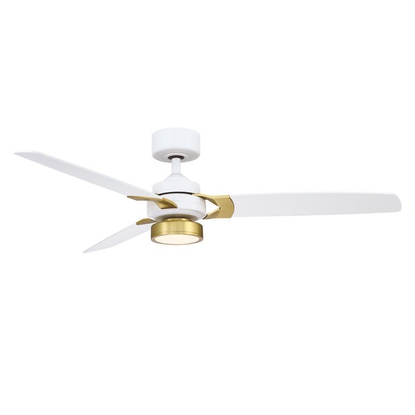 Amped 52 inch Indoor Ceiling Fan with Matte White Blades and LED Light Kit - Matte White and Brass Shopping - The Best Deals on Ceiling Fans | 40101761