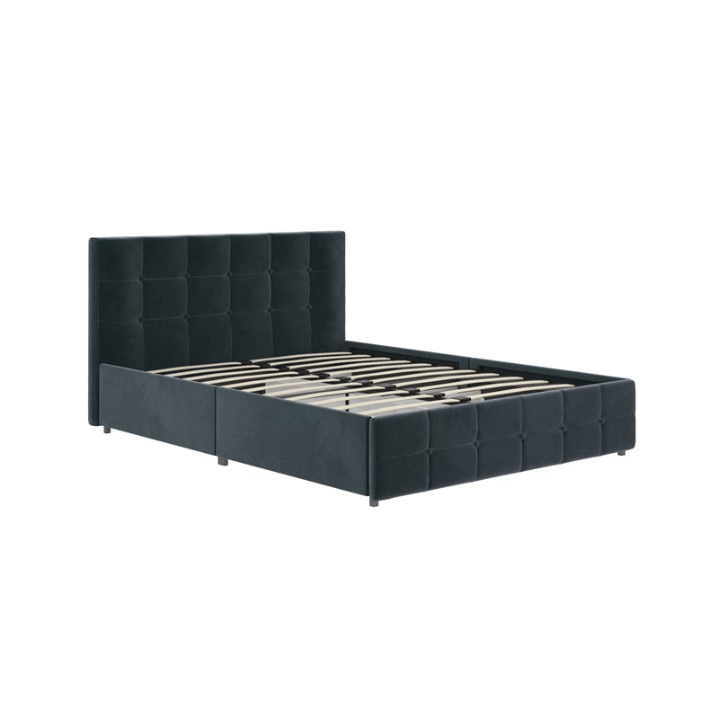 DHP Ryan Blue Velvet Upholstered Bed w/storage Queen