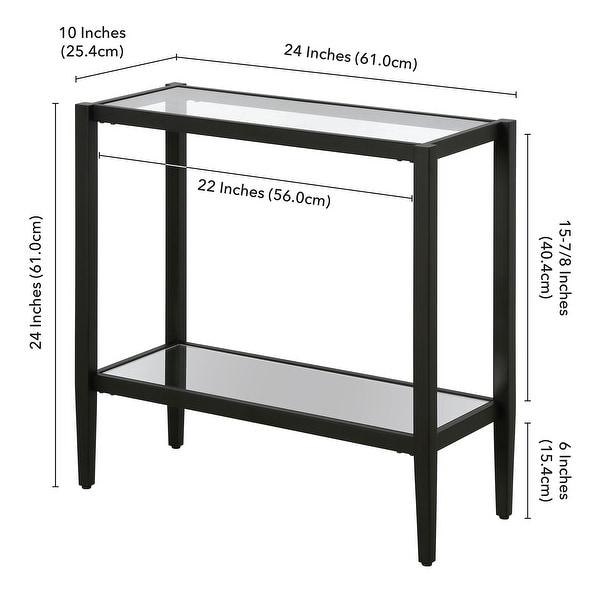 Hera 24'' Rectangular Side Table with Glass Shelf