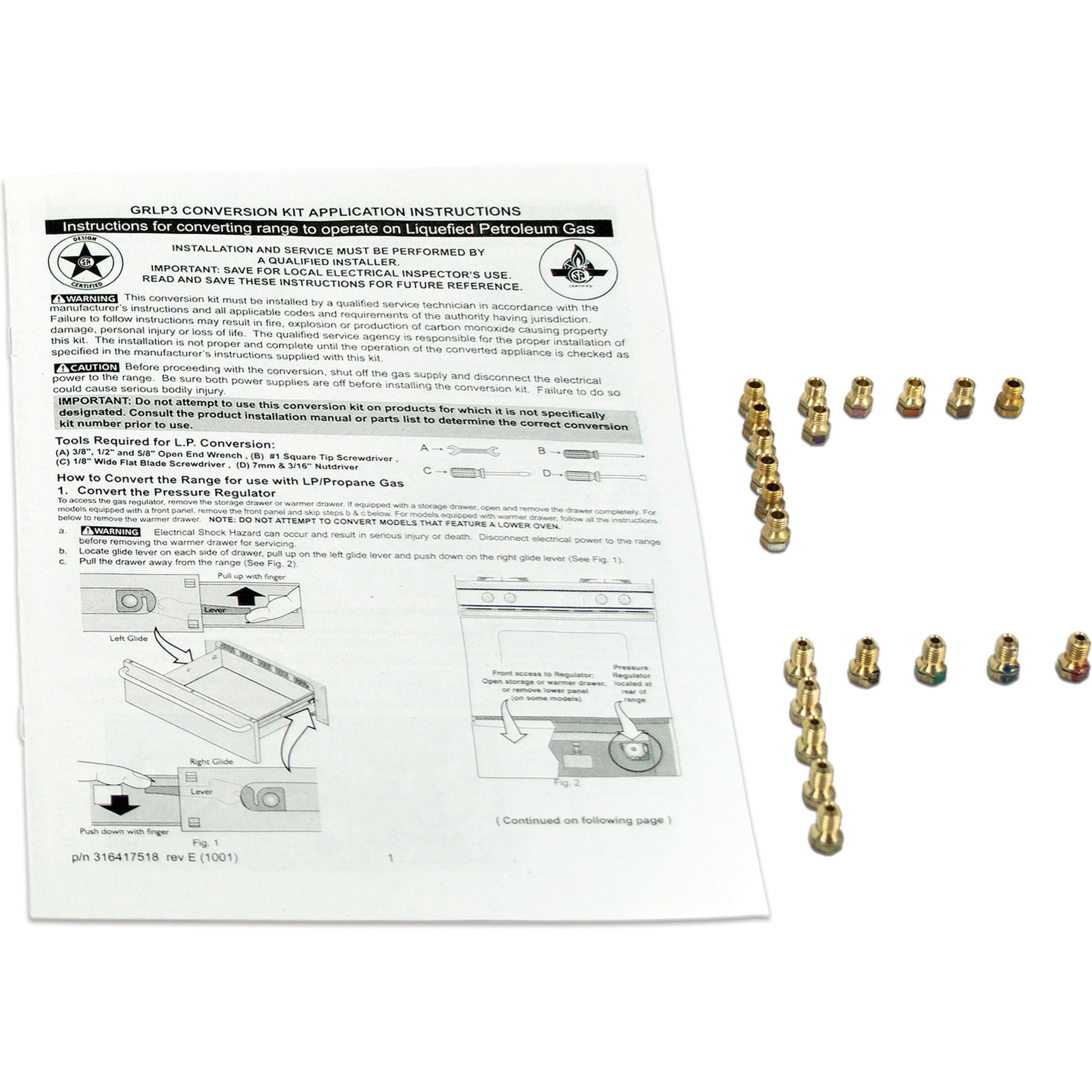 Frigidaire Cooking Accessories Conversion Kits GRLP3