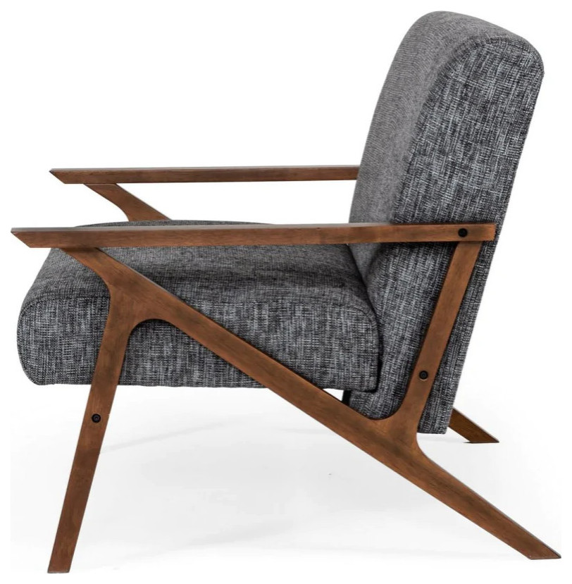 Mariya Mid  Century Walnut and Gray Accent Chair   Midcentury   Armchairs And Accent Chairs   by V.S.D Furniture  Houzz