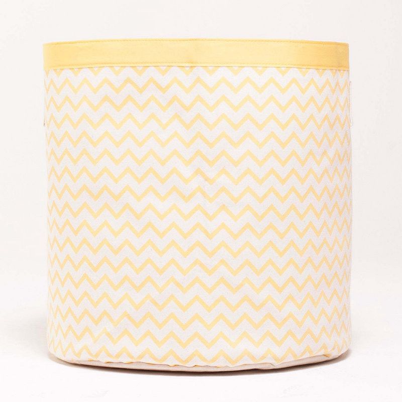 Cylindrical Cotton Canvas Storage Bin ZigZag Yellow