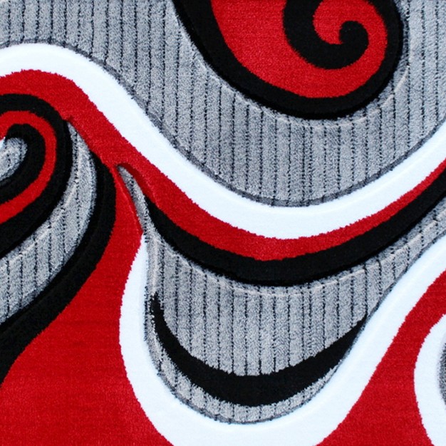 Emma And Oliver Accent Rug With Modern 3d Sculpted Swirl Pattern And Varied Texture Piling