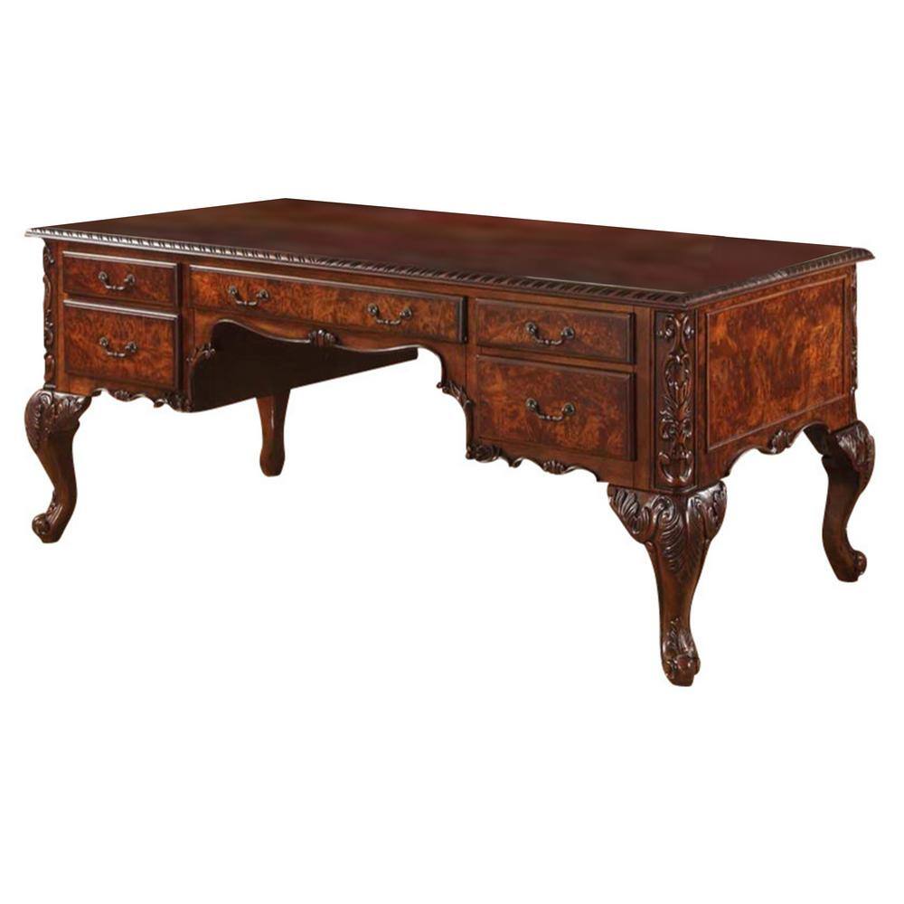 Best Master Furniture Carnegie 72 in. Traditional Walnut Solid Wood Executive Desk CD120