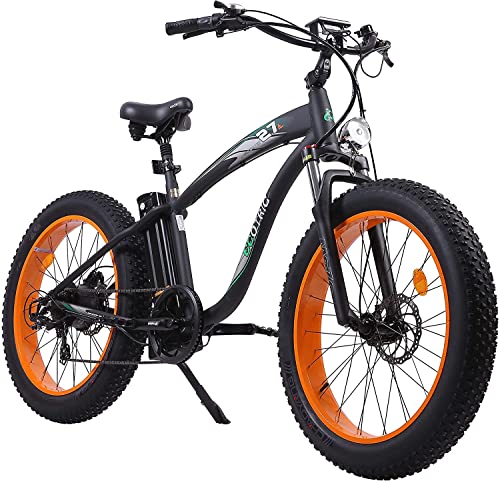 750W Electric Bike 26′′ Fat Tire Adult Electric Bicycles 48V 13AH Removable Lithium Battery Ebike with Suspension Fork Aluminium Frame Beach Snow Mountain E-Bike for Adults