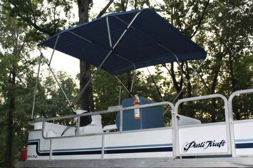 NAVY BLUE Vortex Pontoon / Deck Boat 4 Bow Bimini Top 8' Long， 97-103