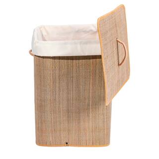 Vintiquewise Rectangle Mendong Bamboo Laundry Hamper with Lid and Handles for Easy Carrying QI004430-G_SQ