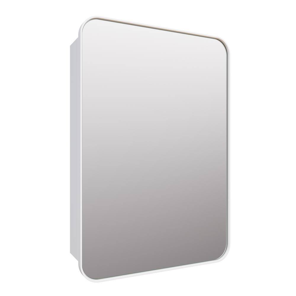 Glass Warehouse Calla 22 in. W x 32 in. H x 5 in. D Recessed Medicine Cabinet in White with Mirror SC1-SQ-22X32-W