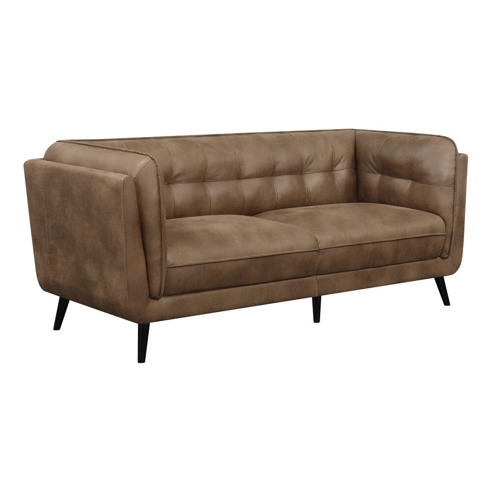 Maximillion Brown Upholstered Tuxedo Arms Sofa