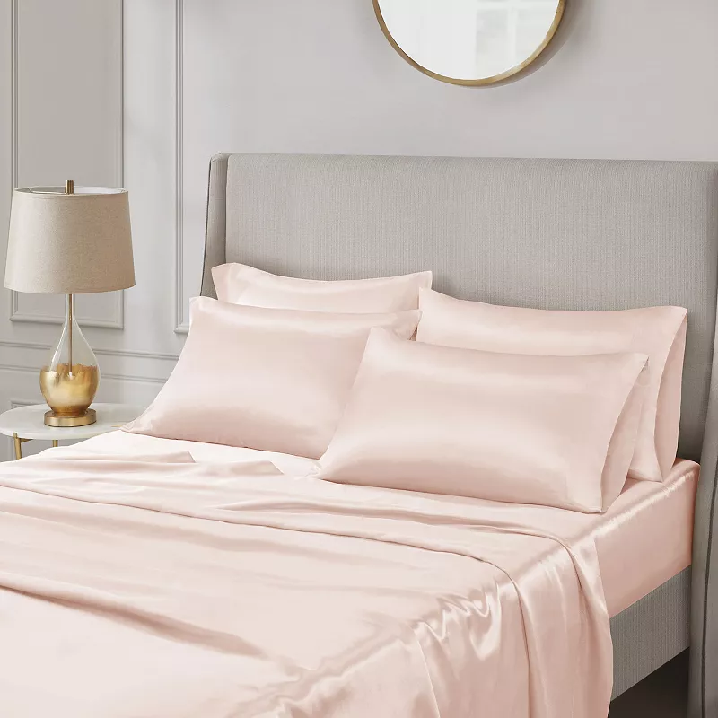 Madison Park Essentials Satin Luxury Solid Sheet Set and Pillowcases