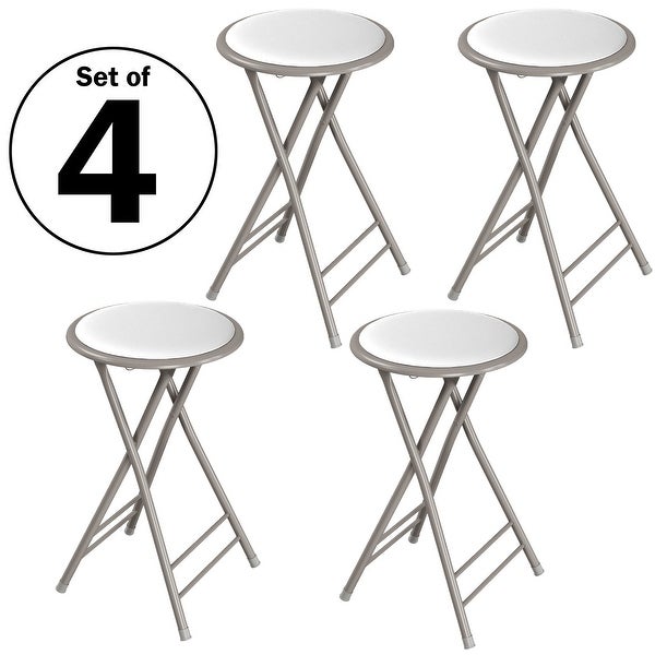 24-Inch Folding White Bar Stools， 4-Pack (White)