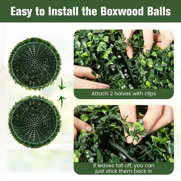 2 Pieces Artificial Boxwood Topiary UV Protected Indoor Outdoor Balls