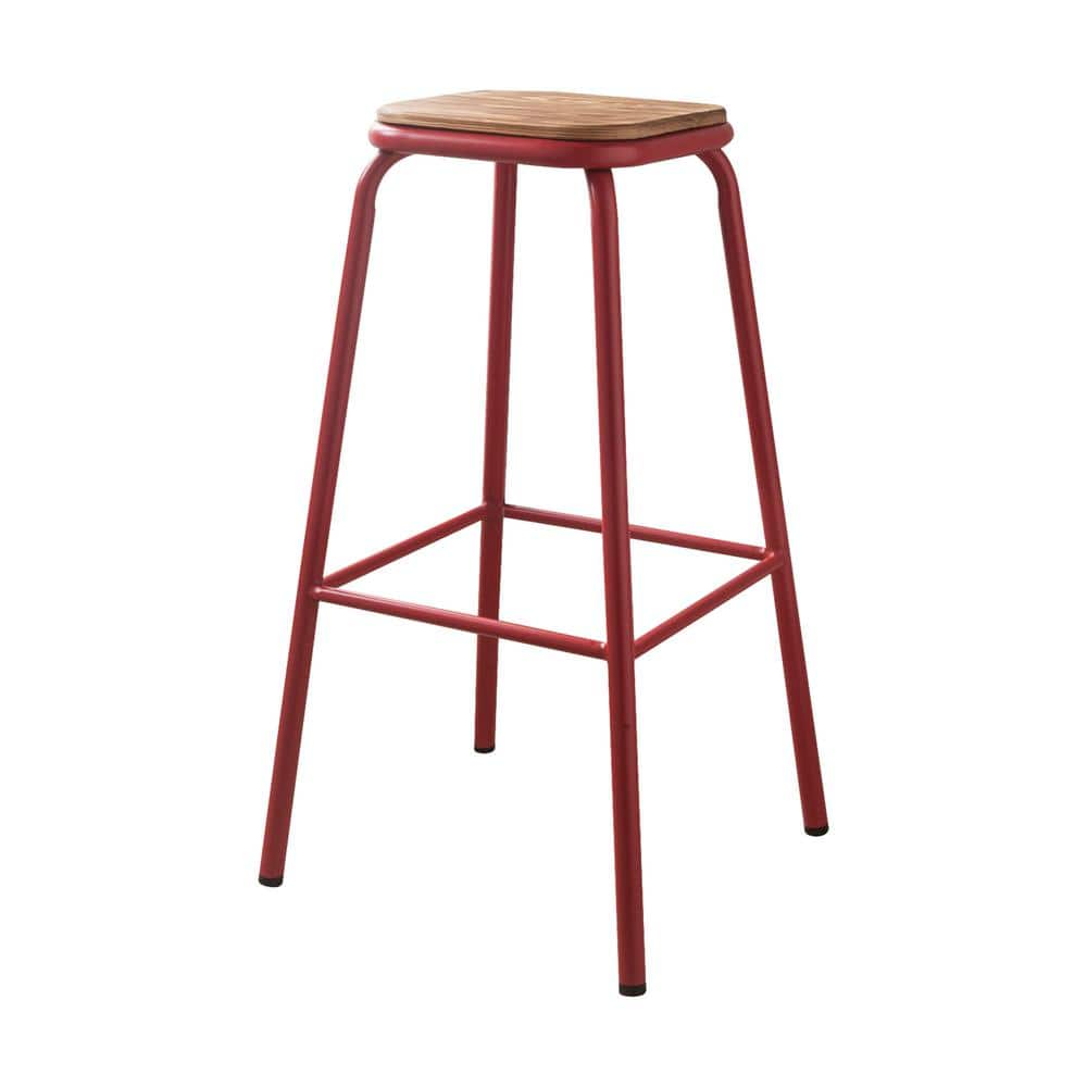 Acme Furniture Scarus 30 in. Natural and Red Bar Stool 72388