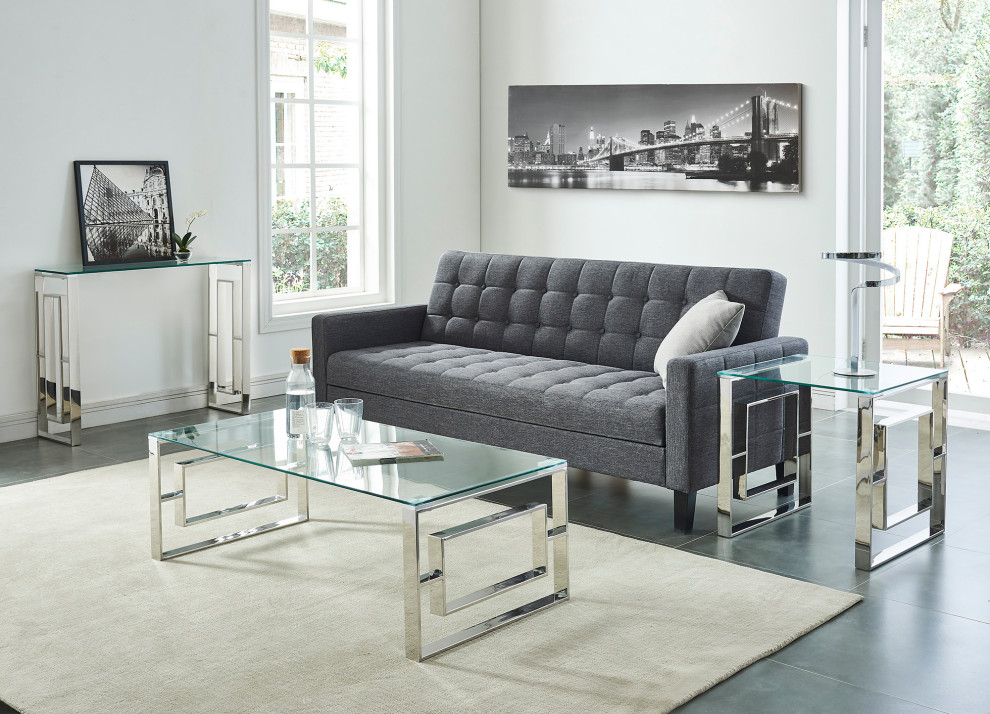 Contemporary Stainless Steel and Glass Accent Table   Contemporary   Coffee And Accent Tables   by WHI  Houzz