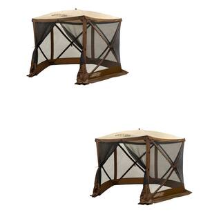 Clam Quick Set Venture Portable Outdoor Gazebo Canopy Shelter Tent Brown (2-Pack) 2 x CLAM-VT-12875