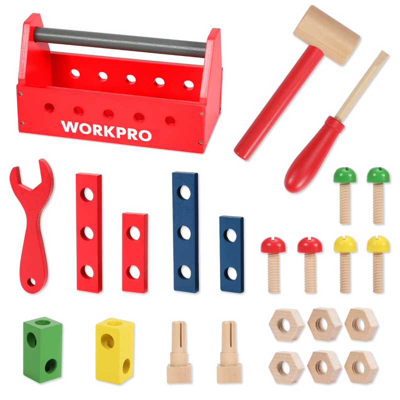 WORKPRO Wooden Building Toy Tools Set， Building Toy Set CreativeandampEduc