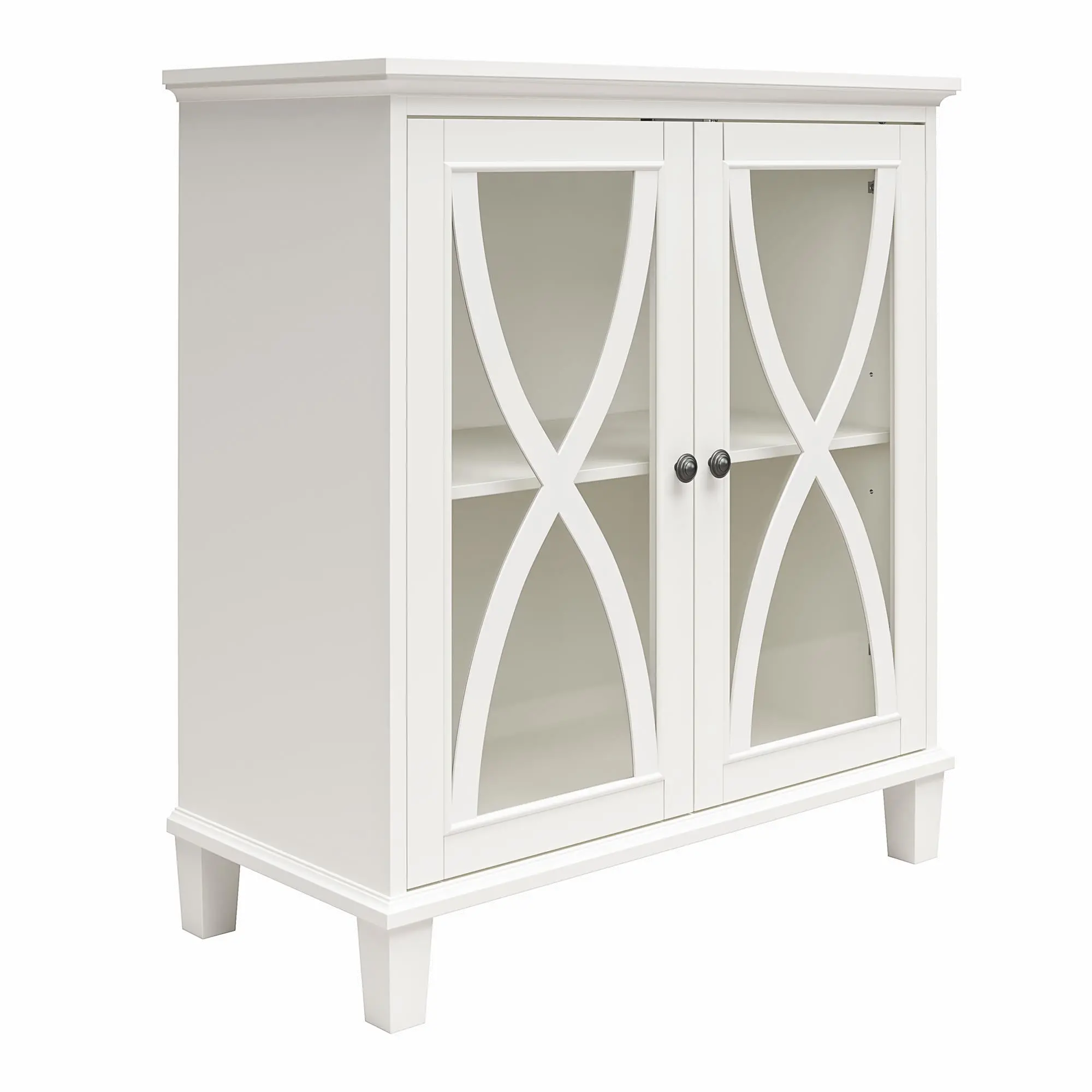 Celeste White Accent Cabinet with Glass Doors