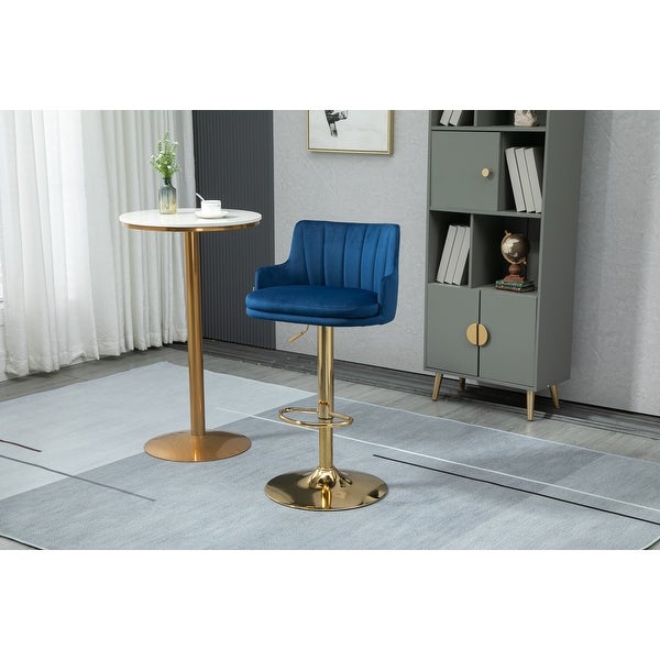 Modern Swivel Barstools with Footrest Velvet Adjustable Height Bar Chairs