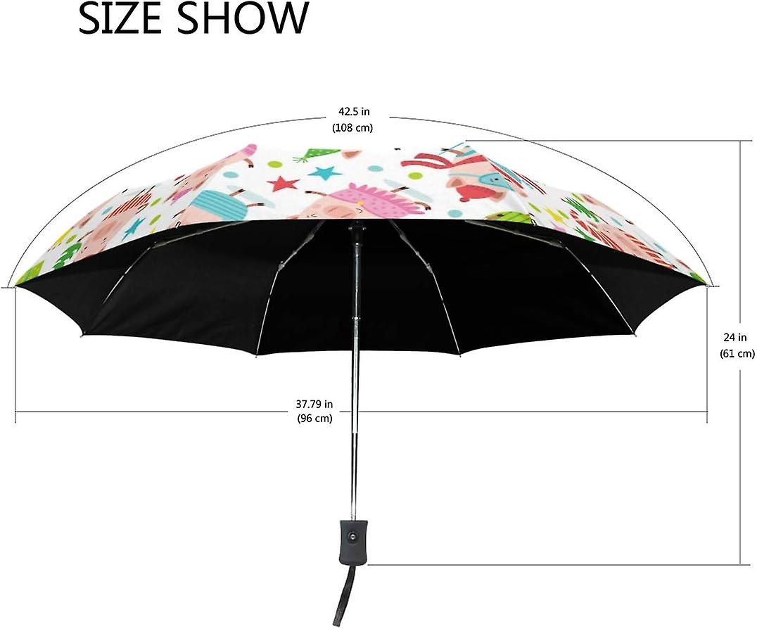 Travel Umbrella Automatic Windproof Foldable Umbrella Christmas Multicolor Pigs