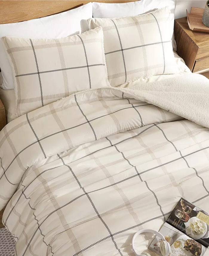 Lucky Brand Sherpa Reversible Microfiber Plaid 2-Piece Comforter Set， Twin Twin XL