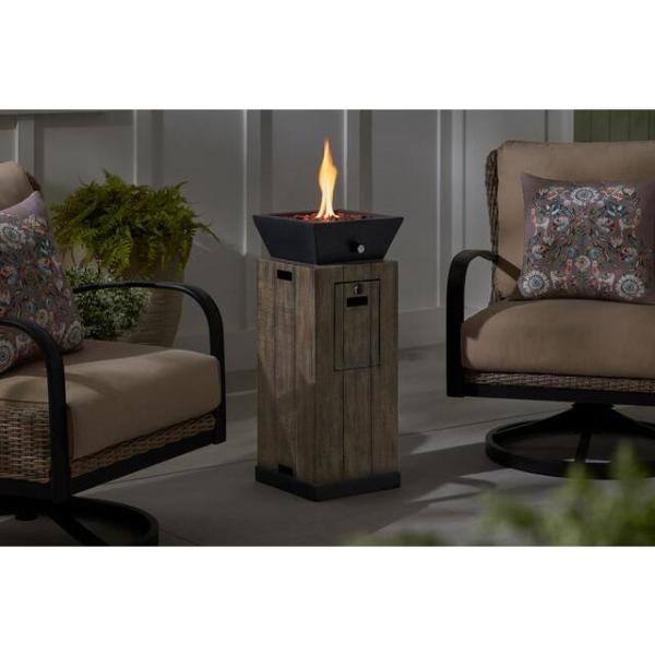 Hampton Bay 29 in. W x 11.8 in. H Square Faux Wood Finish Fire Column FP11074