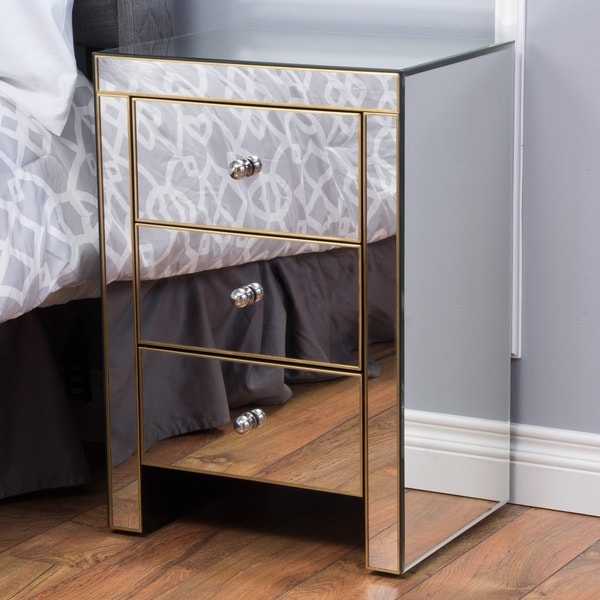 Segundo Three-Drawer Mirrored End Table by Christopher Knight Home