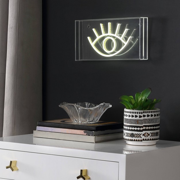 Eye Contemporary Glam Acrylic Box Pendant Neon Yellow includes Led Light Bulb Jonathan Y