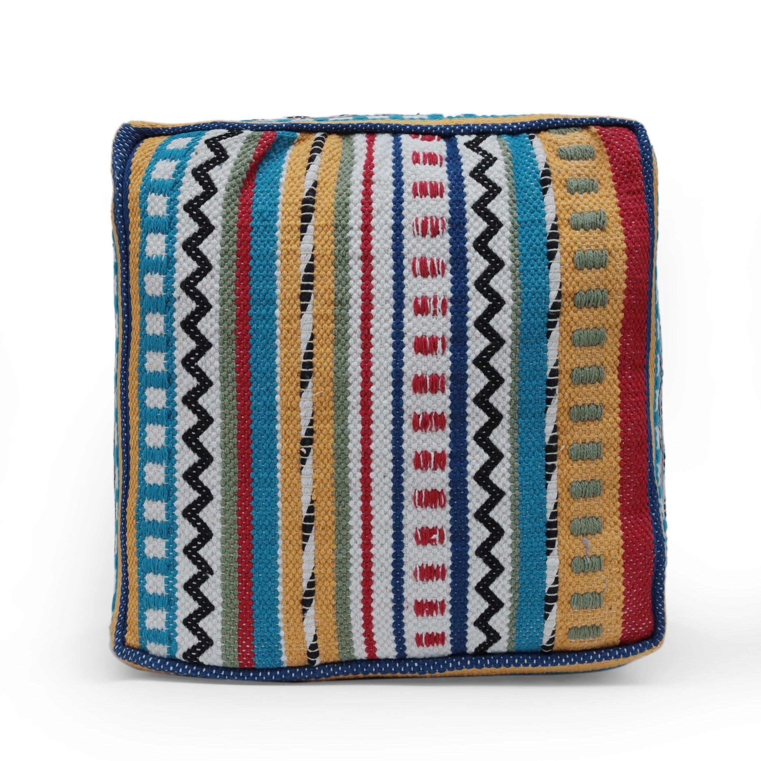 Hilliard Boho Handcrafted Peruvian Print Cube Pouf