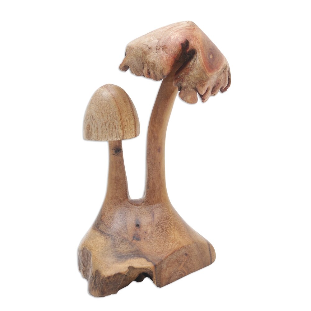 Novica Handmade Mushroom Forest Wood Sculpture