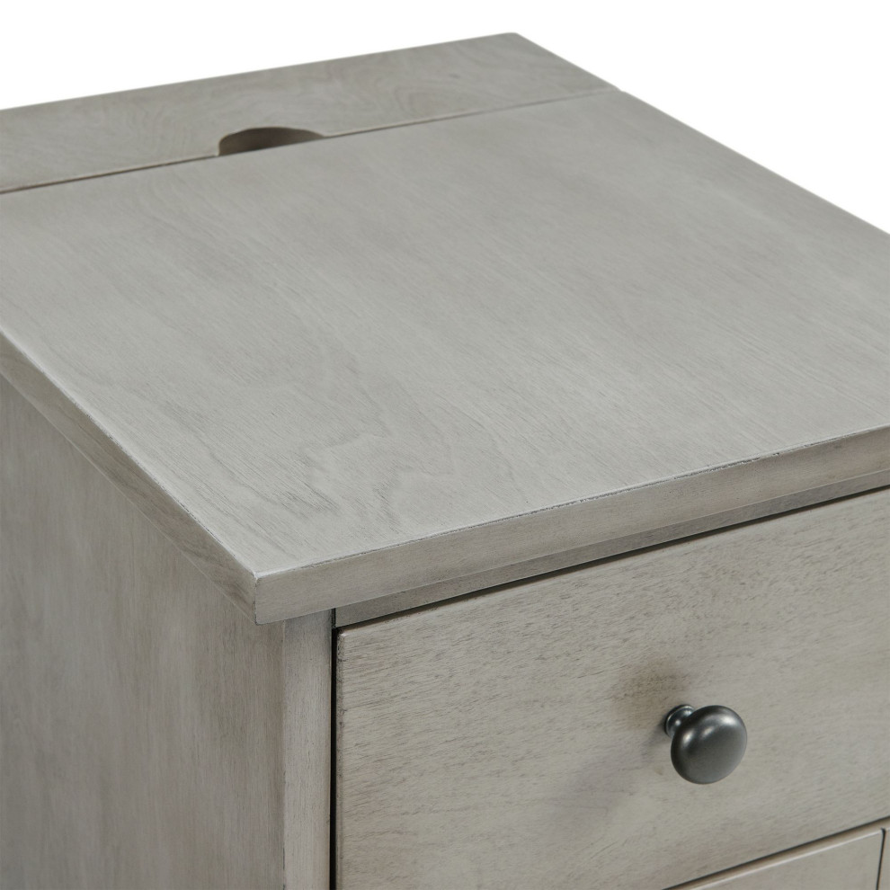 Marty Side Table With Power Port USB Gray  3A Packing   Craftsman   Side Tables And End Tables   by Picket House  Houzz