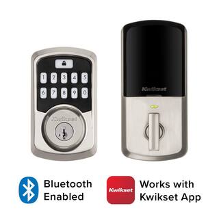 Kwikset Aura Satin Nickel Single Cyl. Elec. BT Keypad Smart Lock Deadbolt Feat SmartKey SecurityAvalon Handle and Tustin Lever 94215 AVH15