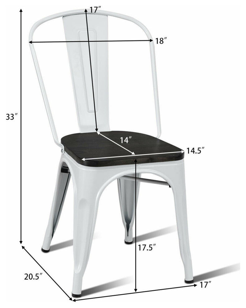 Costway Set of 4 Tolix Style Metal Dining Side Chair Wood Seat Stackable Cafe   Industrial   Dining Chairs   by Costway INC.  Houzz