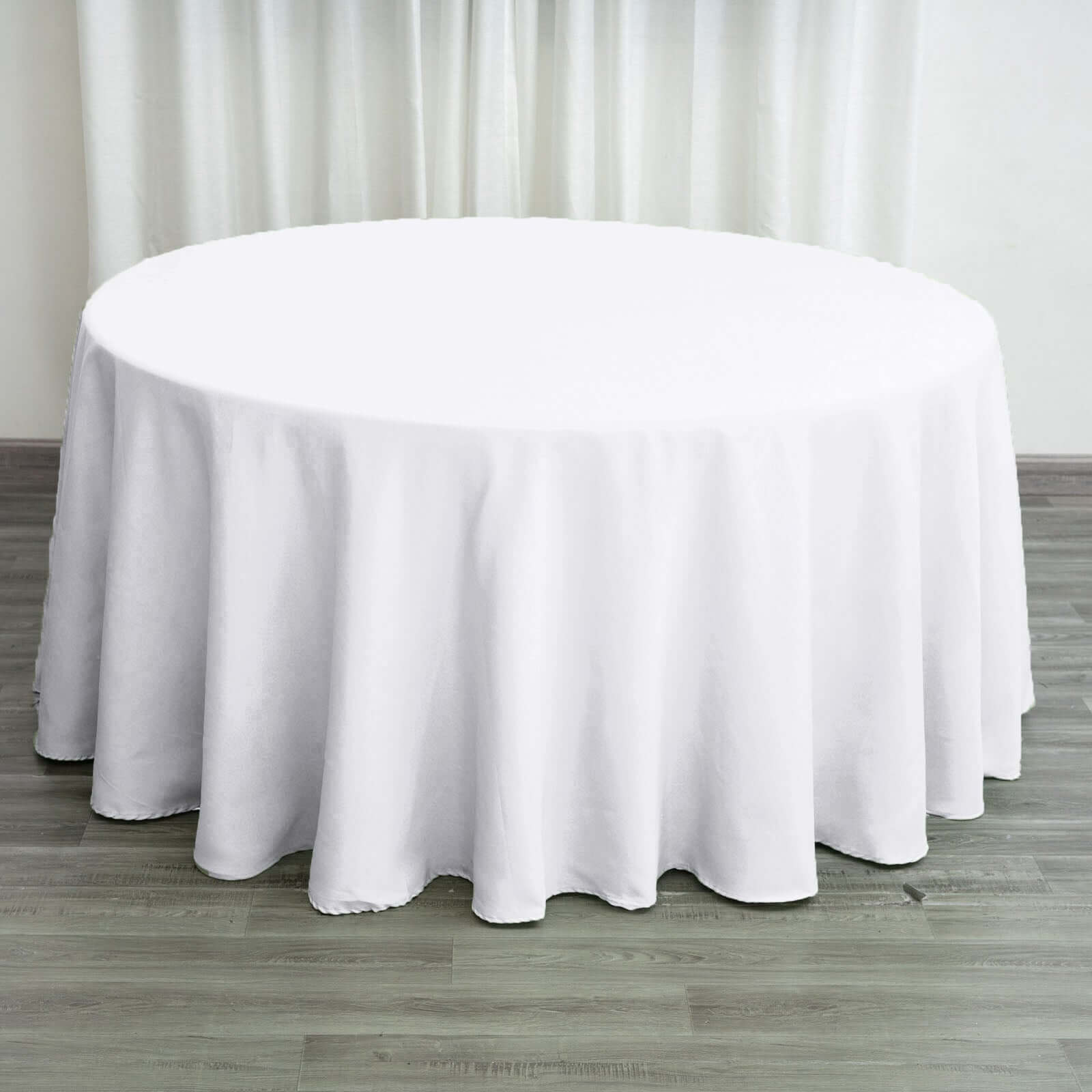 White Seamless Polyester Round Tablecloth 120