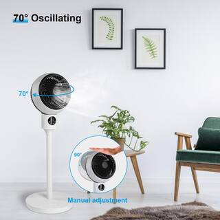 Aoibox 7 in. Indoor Stand Pedestal Fan Air Circulation Fan with 3-Speed 15-Hour Timer 70 Oscillation Remote Control White SNMX2860