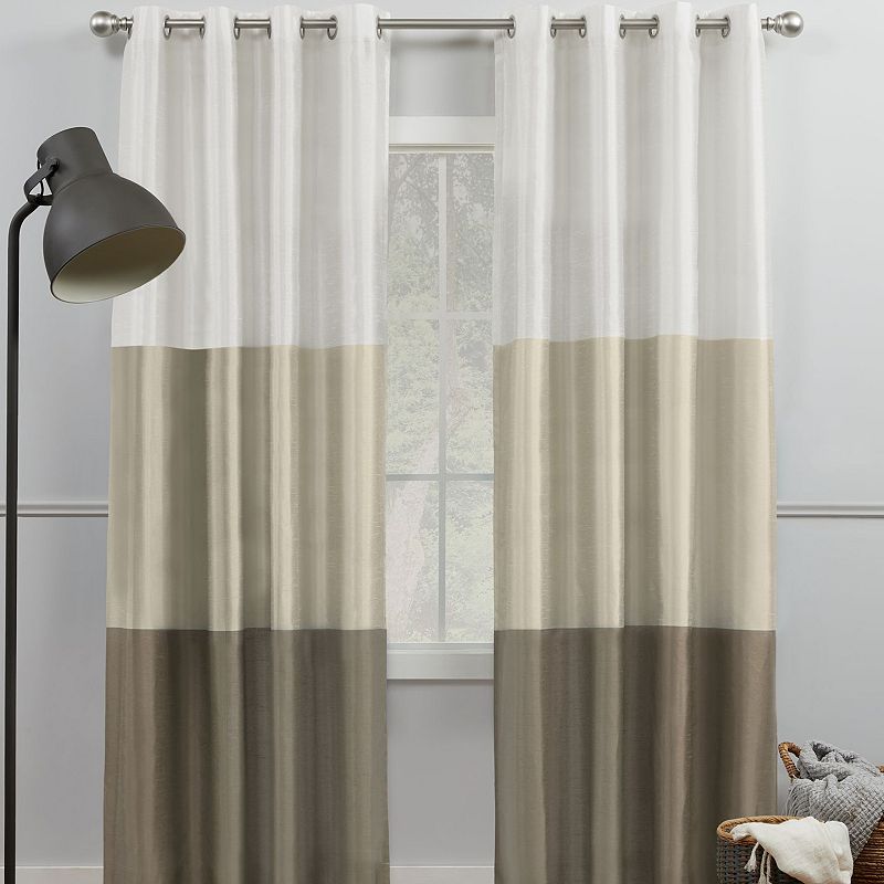 Exclusive Home 2-pack Chateau Striped Faux Silk Window Curtain Set