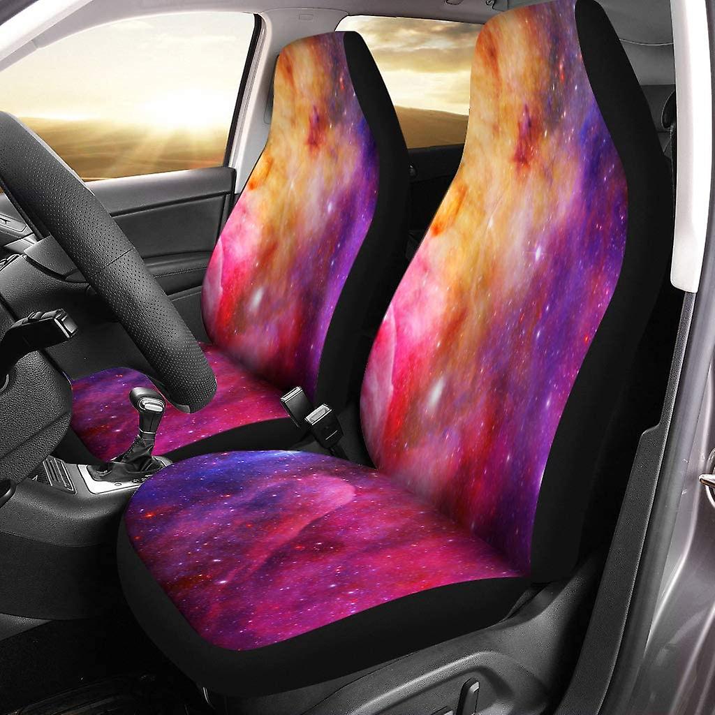 Set Of 2 Car Seat Covers Pink Space Galaxy Universal Auto Front Seats Protector Fits For Car，suv Sedan，truck