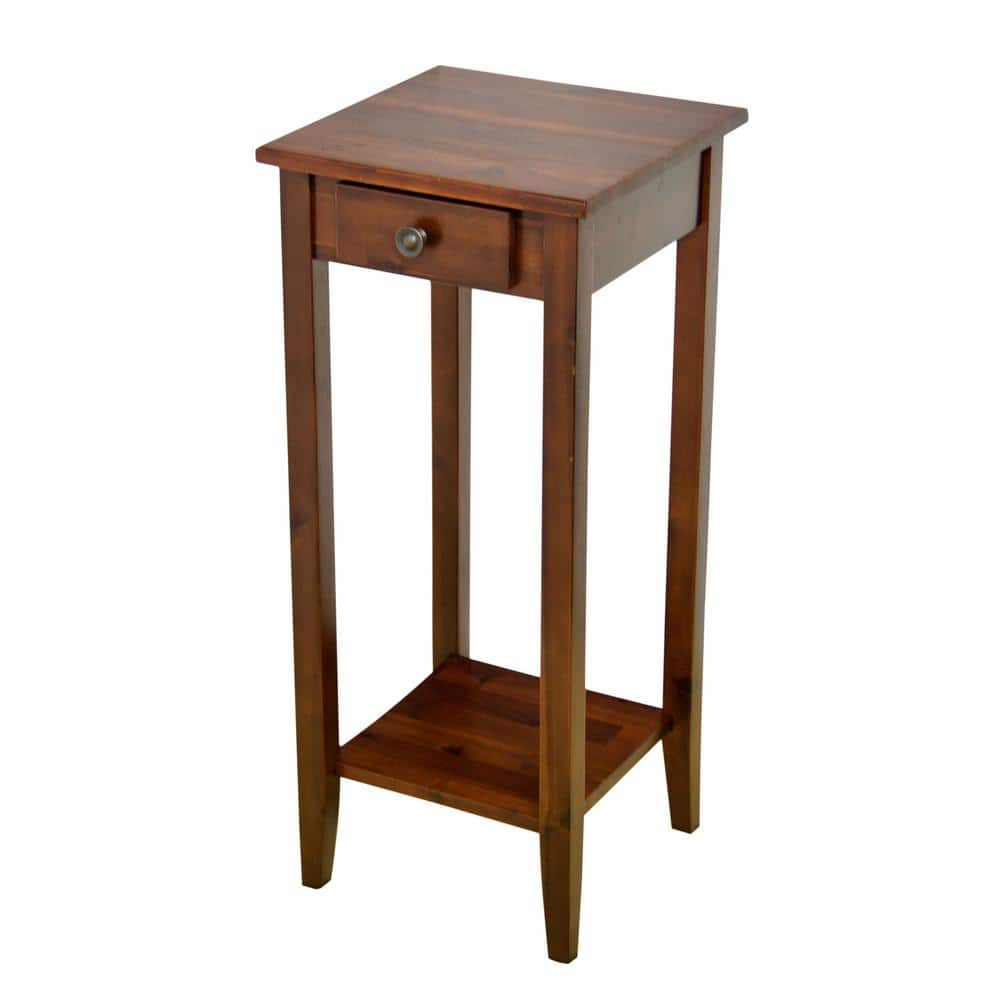 Solid Acacia Wood 27 in. Mahogany Plant Table VTTFT0004DM