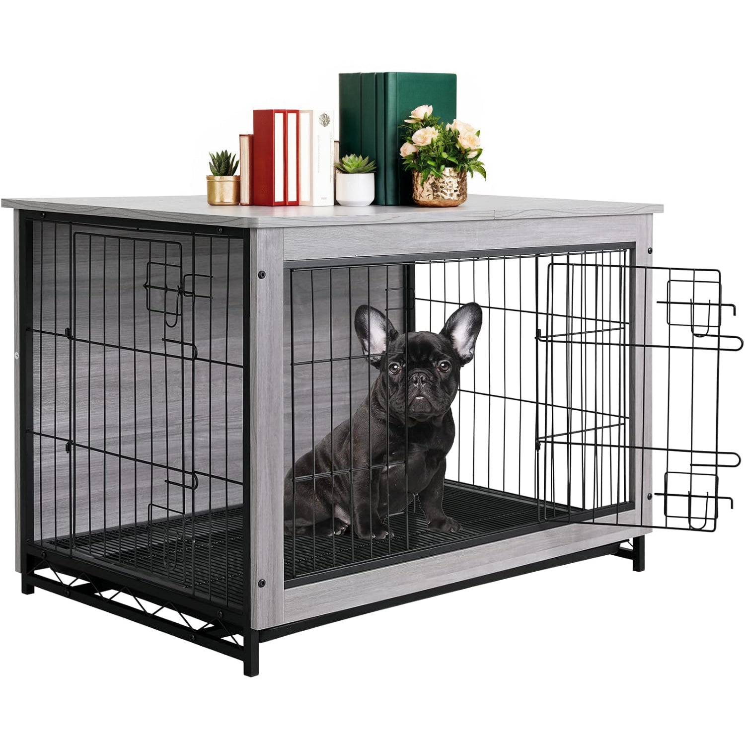 Dog Crate Furniture 29-inch Side End Table, Dog Cage with Pull-Out Removable Tray for Small Pets