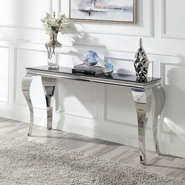 Furniture of America Kiermeyer Glam 55-in Glass Top Sofa Table