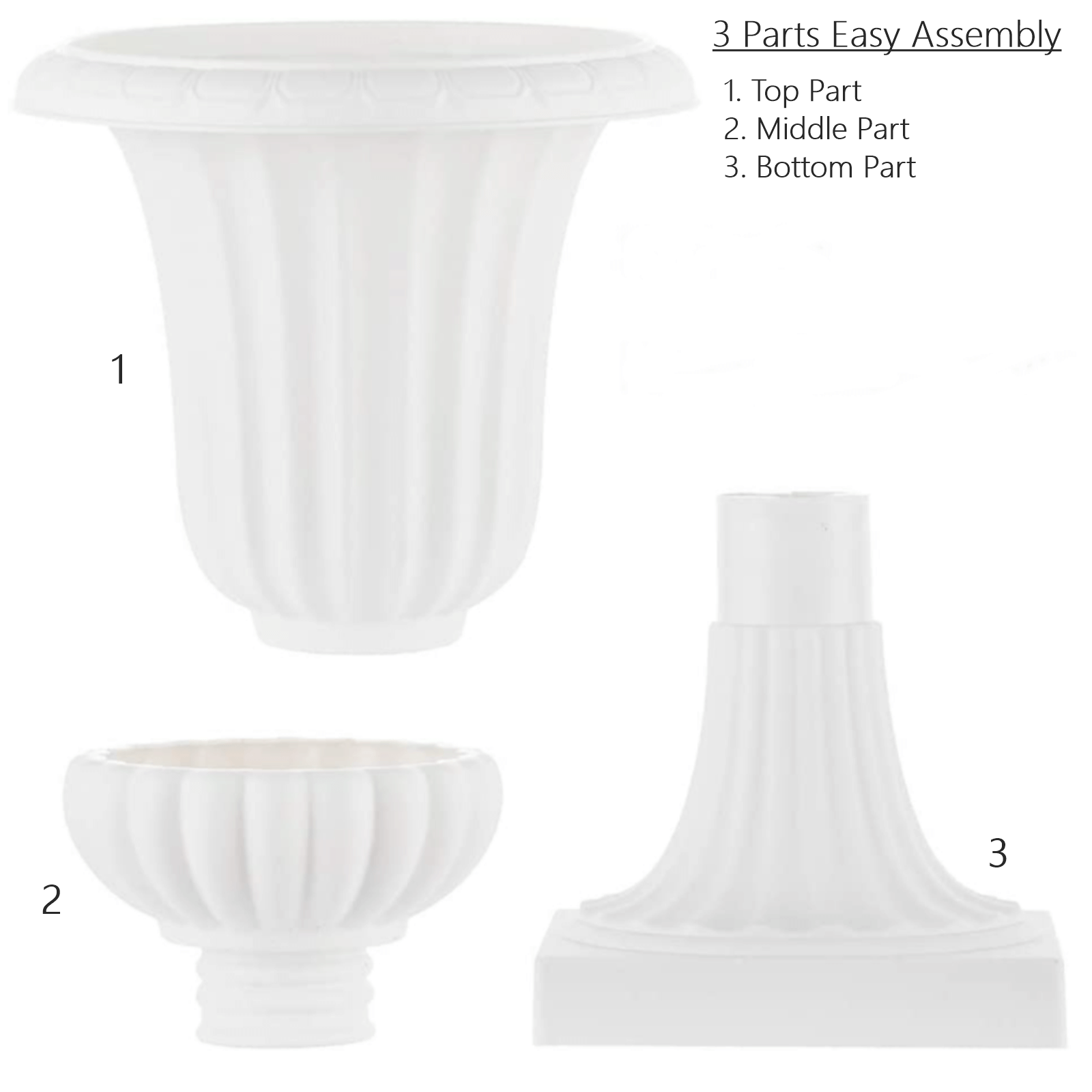 2 Pack White Urn Planter, Floral Pedestal Flower Pot Plant Stand - PVC 20