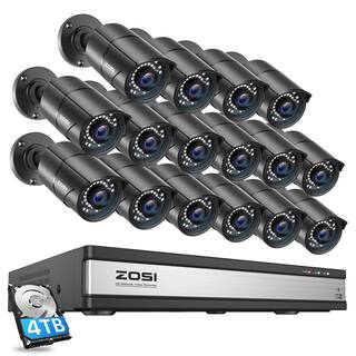 ZOSI 5MP Wired 4K 16-Channel POE 4TB NVR Surveillance System with 16 x Bullet Outdoor IP Cameras 120ft Night Vision 16SK-2615B16-40-US