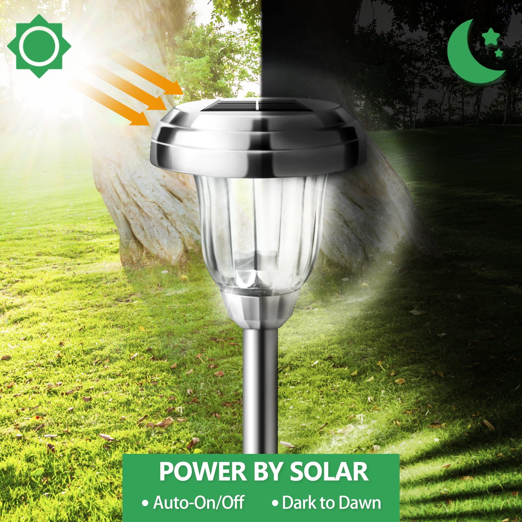 Solar Pathway Light Outdoor for Garden High Lumen 4 Pack Outdoor Waterproof Solar Light Landscape Lights for Yard， Lawn， Pathway， Walkway， Deck， Patio Glass and Stainless Steel Cool White