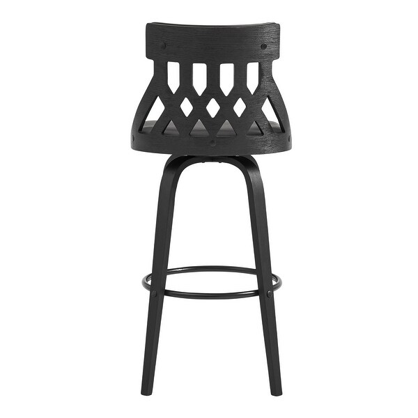 Crux Swivel Bar Stool in Faux Leather and Wood