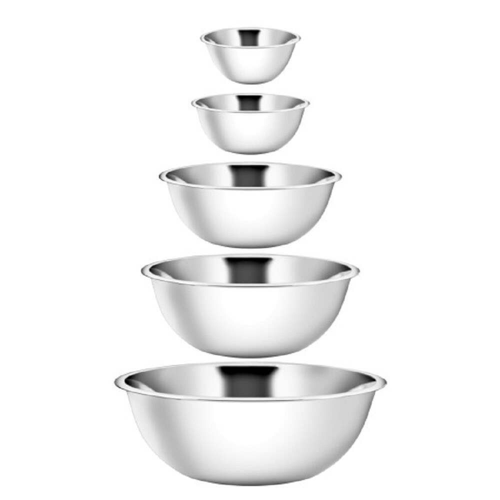 Stainless Steel Mixing Bowls (Set of 5) for Baking  Cooking Includes 0.75  1.5  3  5  8 Quart  Stackable for Convenient Storage