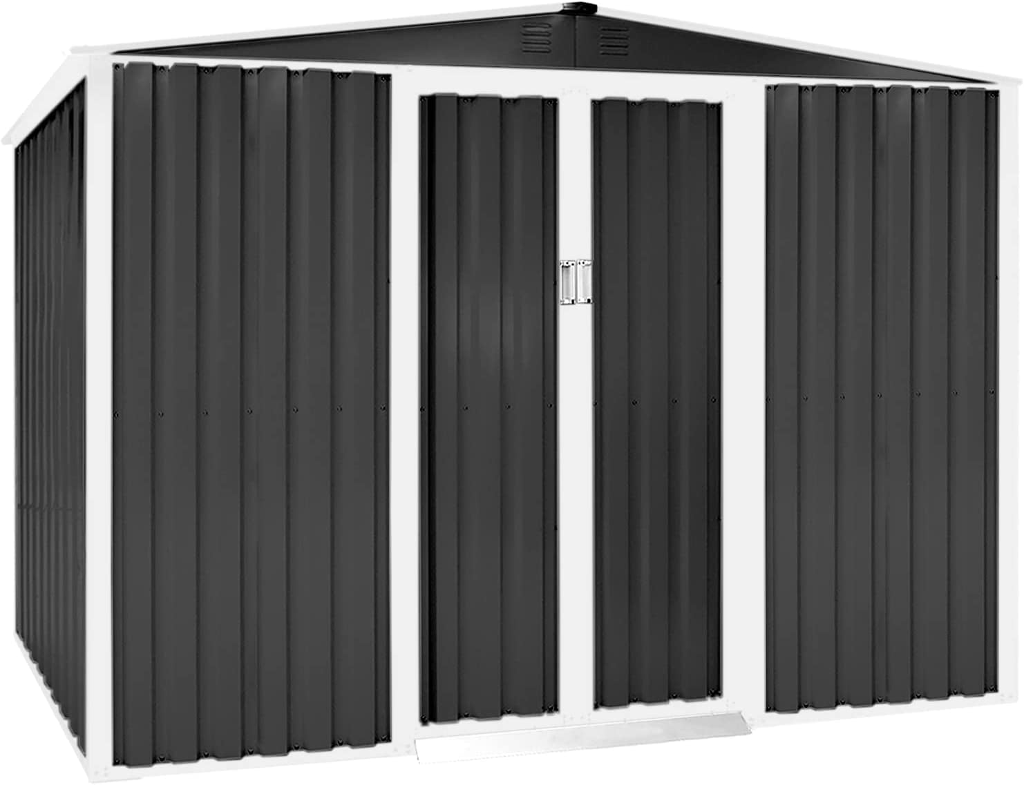 SOLAURA 8'x6' Outdoor Metal Storage Shed Backyard Garden Tool Vented Storage Shed with Sliding Door - Gray